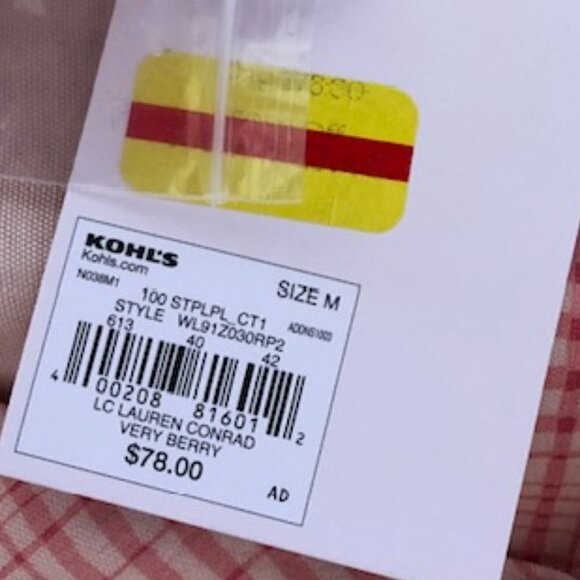 LAUREN CONRAD LC Very Berry Plaid Trench Coat Medium - Picture 15 of 17